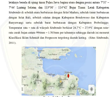 Gambar 2.1 Peta Jawa Timur Sumber : Situbondo.maps.google.co.id 