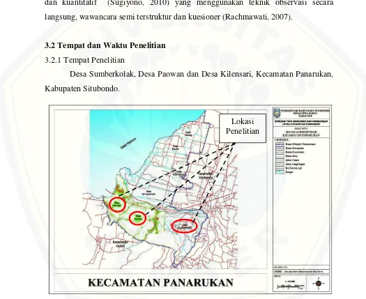Gambar 3.1 Peta Lokasi Penelitian di Wilayah Kecamatan Panarukan Sumber : Panarukan.webly.com 