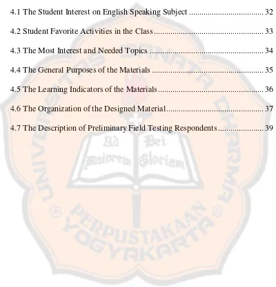 Table 4.1 The Student Interest on English Speaking Subject ...................................