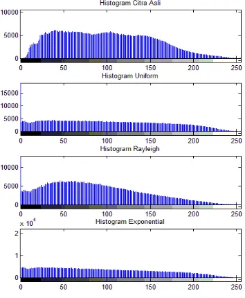 Gambar 5. Sample perbandingan histogram hasil uji citra BMP  
