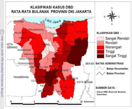 Gambar 6. Peta Sebaran Kasus DBD di Provinsi DKI Jakarta 