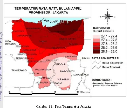 Gambar 11.  Peta Temperatur Jakarta 