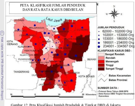 Gambar 13. Peta Klasifikasi Sarana Kesehatan & Tingkat DBD di Jakarta 