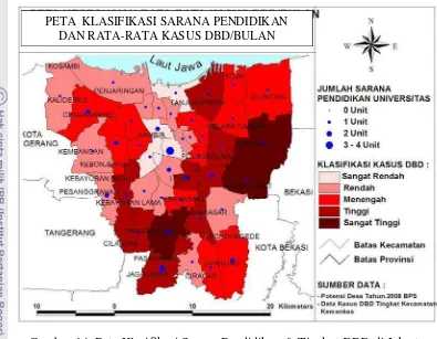 Gambar 14. Peta Klasifikasi Sarana Pendidikan & Tingkat DBD di Jakarta 