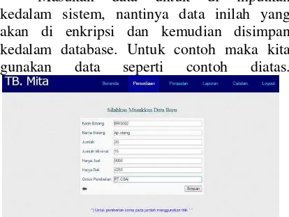 Gambar 4.3 Tampilan form input data baru 