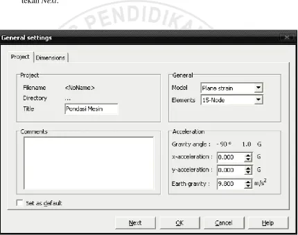 Gambar 3.4 Kotak General setting lembar tab Project 
