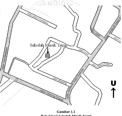 Gambar 1.1 Peta lokasi Sekolah Musik Yumi 