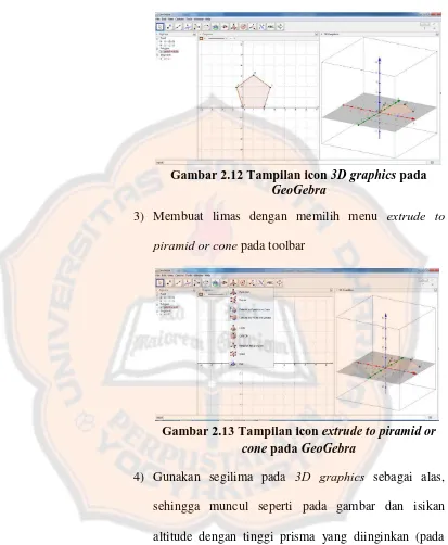 Gambar 2.12 Tampilan icon 3D graphics pada GeoGebra 