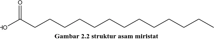 Gambar 2.2 struktur asam miristat