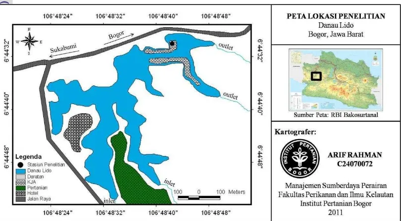 Gambar 2.  Peta lokasi penelitian aerasi hipolimnion di Danau Lido 