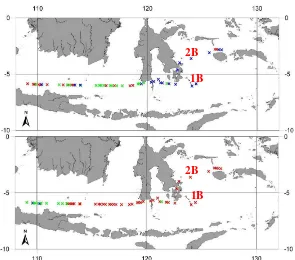 Gambar 9.  Peta sebaran SPL (atas)  dan salinitas (bawah) pada Sail  Banda Cruise (25Juli–10 Agustus 2010)