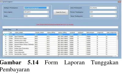 Gambar 5.14 Form Laporan Tunggakan 