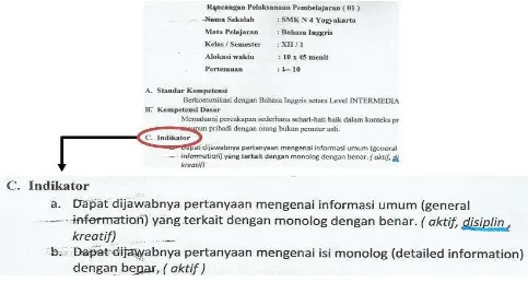Gambar 8. Contoh perencanaan nilai karakter dalam RPP (Sumber: SMK Negeri 4 Yogyakarta)  