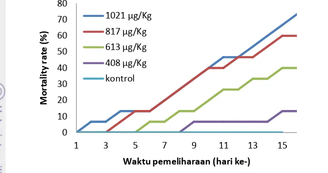 Gambar 10 Pola kematian ikan nila setelah di infeksi produk ekstraseluler 
