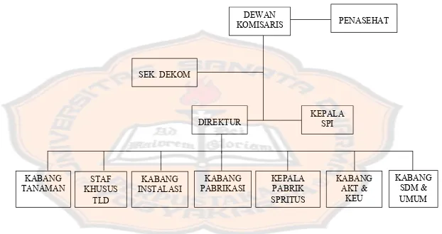 Gambar 1 Struktur Organisasi Fungsional PT. Madubaru