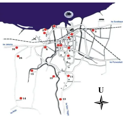 Gambar 1 Peta Lokasi Wisata di Kota Semarang 