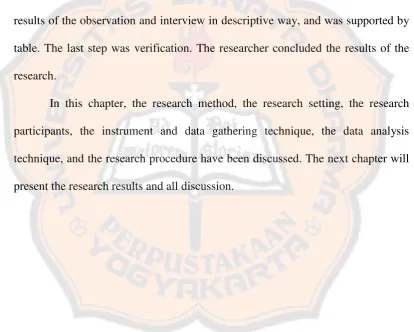 table. The last step was verification. The researcher concluded the results of the 