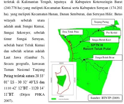 Gambar 5 Peta kawasan Taman Nasional Tanjung Puting. 