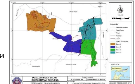 Gambar 1.2. Peta Batas Administrasi Kecamatan Pineleng Sumber : Penulis 