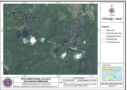 Gambar 1.5. Peta jaringan jalan di kecamatan Pineleng 