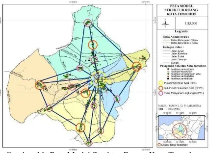 Gambar 11. Peta Model Struktur Ruang Kota Tomohon  Sumber : Hasil Analisis, 2015  