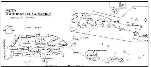 Gambar 1:Peta Kabupaten Sumenep(Sumber: Profil Pendidikan Kabupaten Sumenep 2011-2012)   