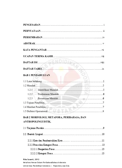 METAFORA HEWAN DALAM PERIBAHASA BAHASA INDONESIA SUATU KAJIAN