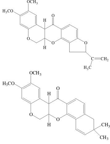Gambar 3Struktur kimia rotenon (atas) dan