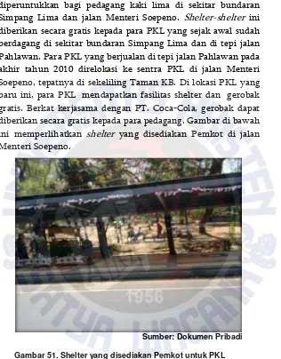 Gambar 51. Shelter yang disediakan Pemkot untuk PKL 