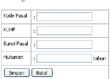 Gambar  4.10 Rancangan Form Data Pasal KUHP 