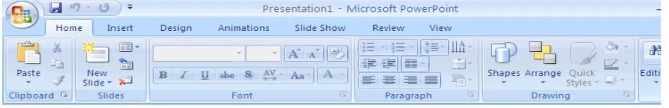 Gambar 2. Lembar Kerja Ms. PowerPoint 2007