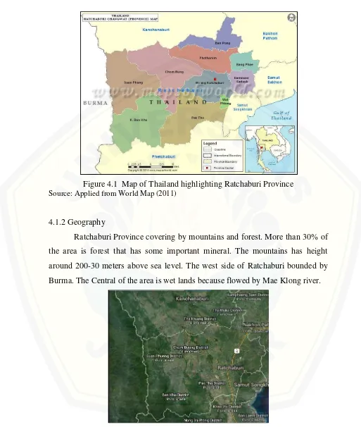 Figure 4.1  Map of Thailand highlighting Ratchaburi Province 