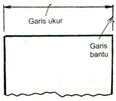 Gambar 14.  Penunjukan Garis Ukur dan Garis Bantu (Sumber: Sujiyanto, 2001:58) 