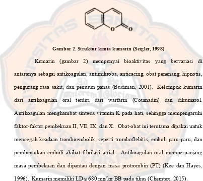 Gambar 2. Struktur kimia kumarin (Seigler, 1998)