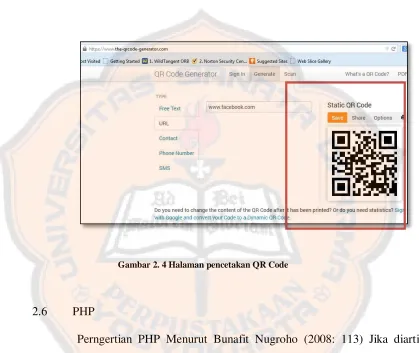Gambar 2. 4 Halaman pencetakan QR Code 
