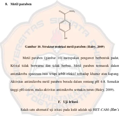 Gambar 10. Struktur molekul metil paraben (Haley, 2009) 