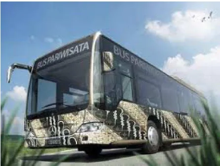 Gambar : Bus dengan sentuhan batik Sumber: http://wartakota.co.id 