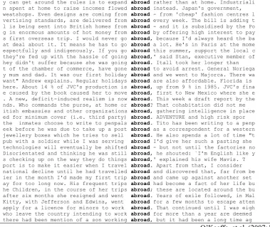 Figure 2. Concordance list of the word ‘abroad’ 
