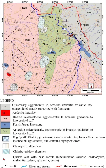 Figure 2: Geological map of around Soripesa prospect area (modiﬁed after Noya et al, 2009).