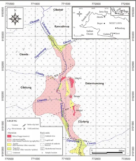 Figure 5: Hydrothermal alteration of Cijulang area, Garut Regency, West Java, Indonesia.