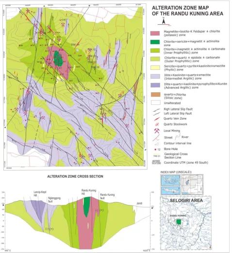 Figure 6: Alteration zone map of Randu Kuning area and its vicinity.