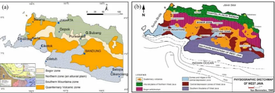 Figure 2: (a) Location of gold deposits in West Java (Setijadji, Unpublished data and from previousresearch Nurcahyoderived from digital version of many geology maps sheets, scale 1:100,000 by Geology Agency of et al., 2012; Syafrizal et al., 2011; Subandr
