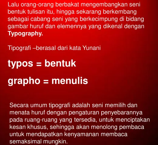 gambar huruf dan elemennya yang dikenal dengan