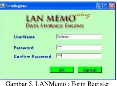 Gambar 5. LANMemo : Form Register 