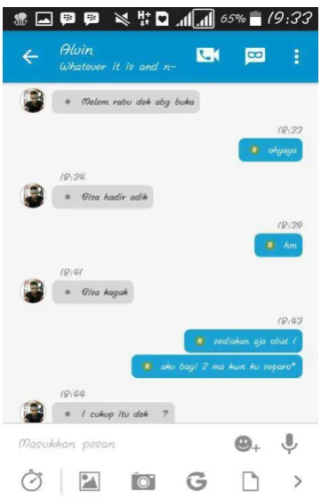 Gambar 1.8 Screen shot dari aplikasi BBM yang dimiliki oleh Dera. Dera di ajak 