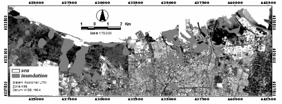 Figure 2. Distribution of tidal inundation to scenario SLR 2010