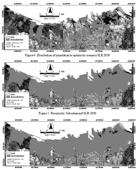 Figure 4. Distribution of inundation to optimistic scenario SLR 2030