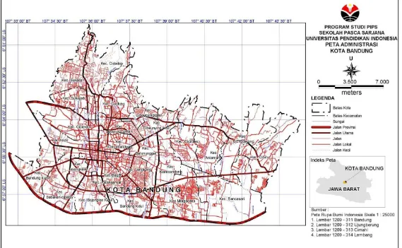 Gambar 1.1 : Peta Administrasi Kota Bandung