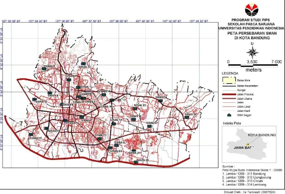 Gambar 3.1.  Peta Persebaran SMAN di Kota Bandung 