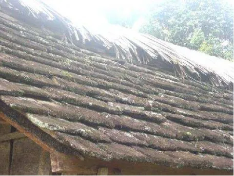 Gambar 2. Sistem struktur dan material atap bambu pada rumah Tongkonan di Toraja, Sulawesi Selatan 
